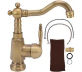 Grifo mezclador de tocador de latón antiguo, grifo de baño, grifo de lavabo monomando con mangueras para el hogar