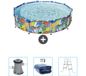 Paquete de piscina - bestway - alrededor - 305x305x66 cm + accesorios cb47