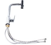Grifo de cocina con rociador extraíble de acero inoxidable, rotación de 360 ​​grados, grifo mezclador de fregadero de un solo mango para baño y