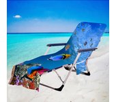 Funda para silla de playa con estampado de peces tropicales, playa de secado rápido de microfibra, sombra para tumbona con bolsillos, 73*210cm