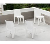 Sillas de jardín ravenna, juego de 4 asiento de jardín, silla para mesa de comedor, sillón de exterior efecto ratán, 48x55h86 cm, blanco
