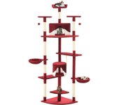 Rascador para gatos con poste de sisal rojo y blanco 203 cm