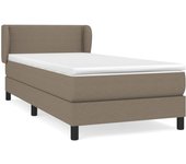 Cama con somier y colchón de tela gris topo 90x190 cm