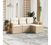 Juego de sofás jardín con cojines 4 piezas | conjunto de jardín de ocio | set de comedor de jardín ratán sintético beige cfw106320