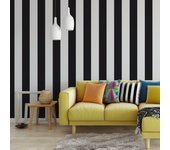 Papel pintado raya negra estilo romántico rollo 10m x 0,52m