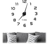 Relaxdays reloj analógico de pared, números en 3d, adhesivo, instalación sencilla, 1 ud., negro