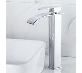 Grifo de cascada de laca aumentada plateada, fregadero de encimera frío y caliente, gabinete de baño, grifo de un solo orificio, grifo de lavabo de c