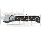 Cama matrimonial | cama para adultos | estructura cama metal con cabecero y estribo blanco 135x190 cm cfw86778