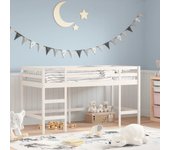 Vidaxl cama alta de niños con escalera madera maciza blanca 90x200 cm