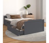 Estructura de cama con cajones gris oscuro madera maciza de pino 90x200 cm