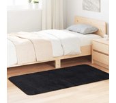 Alfombra de pelo largo negra navarra 80x150 cm poliéster