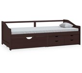 Sofá cama | cama individual 3 plazas cajones pino macizo marrón oscuro 90x200 cm cfw52034