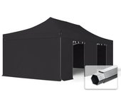 4x8 m carpa plegable, professional aluminio 50mm, laterales sin ventana, negro