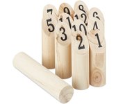 Relaxdays bolos madera kubb, juego vikingo de exterior, madera de pino, beige, 22,5 x 5 cm