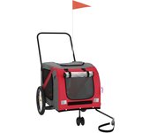 Remolque de bicicleta mascotas hierro tela oxford rojo gris cfw95197