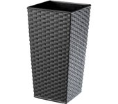Kadax maceta alta, maceta grande de plástico para decoración interior y exterior, maceta imitación de ratán (36 cm, grafito)