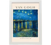 Lámina de noche estrellada sobre el ródano cuadros decorativos estampados impresiones de pared inspiradas en van gogh a3 con marcos blanco