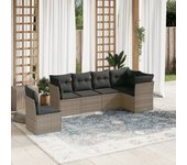 Conjunto de muebles de jardín vidaxl de 6 piezas con cojines grises de mimbre
