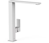 Tres 00648501bm cuadro grifo monomando caño alto con maneta lateral para lavabo color blanco mate