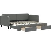 Sofá cama | cama para adultos nido con cajones tela gris oscuro 90x200 cm cfw702445
