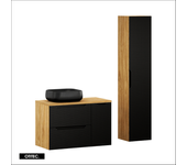 Conjunto de mueble de baño - 90 cm - con lavabo sobre encimera - con encimera - con columna - 3 cajones - setta