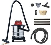 Beper p202asp300, aspirador de sólidos y líquidos de acero 1000w, tanque de 20l, aspirador, función de soplado, 4 ruedas, cable de 5 metros, 20 litros