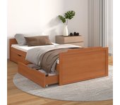 Estructura de cama con cajones marrón miel pino macizo 90x200 cm