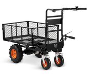 Vevor carro utilitario eléctrico, capacidad 300 kg, carro jardín acero 36v 432wh con freno, transportador robusto de 4 ruedas, para granja y camping