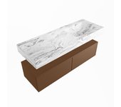 Mondiaz alan-dlux 130cm mueble de baño rust 2 cajones. con lavabo cloud derecho sin orificios color glace