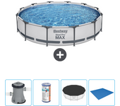 Paquete de piscina - bestway - alrededor - 366x366x76 cm + accesorios cb52