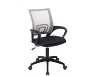Silla de oficina ergonómica giratoria ajustable en altura, asiento de tejido mesh, soporte lumbar, ruedas suaves flag-e (negro gris)