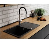 Fregadero barbados de granito negro, 1 seno con escurridor, 44x76