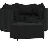 Juego de jardín con cojines 4 piezas | conjunto de comedor | conjunto de descanso ratán sintético negro cfw933818