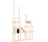 Rascador para gatos con postes de sisal color crema 279 cm