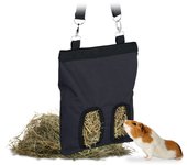 Relaxdays bolsa de heno para animales pequeños, de tela, 31x25 cm, saco de hierba para conejos, hámsters, negro