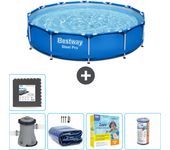 Paquete de piscina - bestway - alrededor - 366x366x76 cm + accesorios cb18