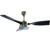 Narvi ventilador de techo cuero/dorado, 3 palas color madera roble, motor dc, led, regulable y memoria, con mando. ref. 907