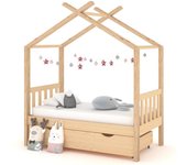 Vidaxl estructura de cama infantil con cajón madera de pino 70x140 cm