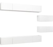 Juego de 6 muebles para sala de estar con tv de madera de ingeniería blanca