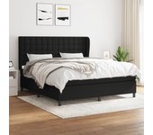 Cama con somier y colchón negro 180x200 cm tela