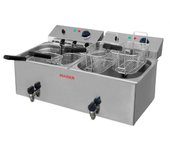 Freidora eléctrica de 10+10 litros con 6 cestas y grifo maiser f12/106gx2