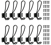 10 piezas grandes de doble hebilla de metal gancho para ropa percha de tela con tornillos, negro