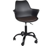 Silla de oficina vintage con reposabrazos e cojín integrado moto (negro-marrón oscuro)