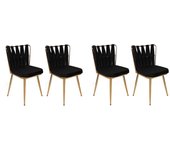 Set 4 sillas kuşaklı-211 v4 dorado negro