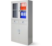 Armario de oficina con 2 cajones – 2 compartimentos – recubrimiento en polvo – acero – 185 × 90 × 40 cm (gris)