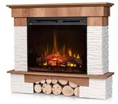 Porto - chimenea eléctrica independiente con calefacción por suelo radiante led - 28' - roble claro - 114 x 98 x 32