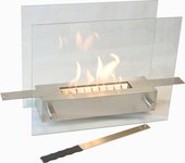Chimenea portatil cristal acero para etanol pequeño