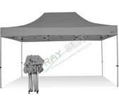 Carpa plegable 3x4,5 gris sin telones laterales acero 30 mm. tejido recubierto de pvc impermeable, repelente al agua de 350gm