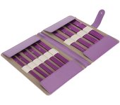 Juego de 50 agujas de tejer ergonómicas de metal de acero inoxidable de varios tamaños de color morado con bolsa para manualidades