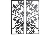 Decoración de pared dkd home decor (2 piezas) metal pájaros shabby chic (35 x 1,3 x 91 cm)
